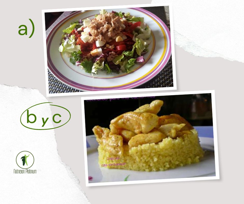 Ensalada de pimientos asados atún y huevo con cuscús ras-el-hanout